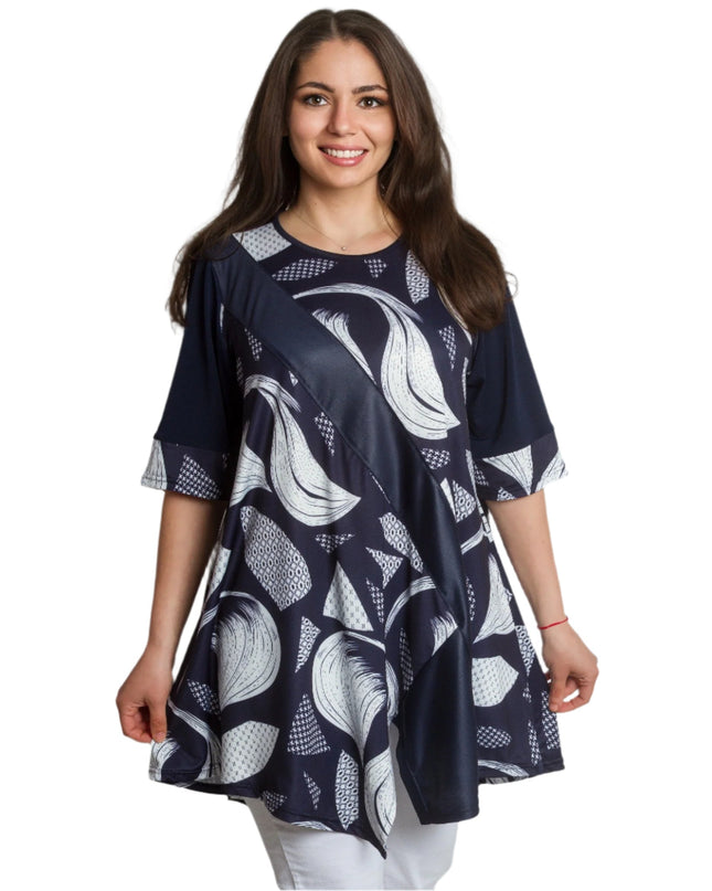 Елегантна туника с абстрактен десен в макси размери - Maxi Market