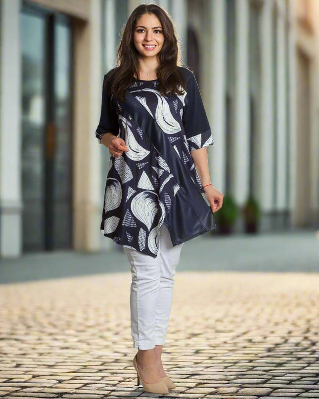Елегантна туника с абстрактен десен в макси размери - Maxi Market