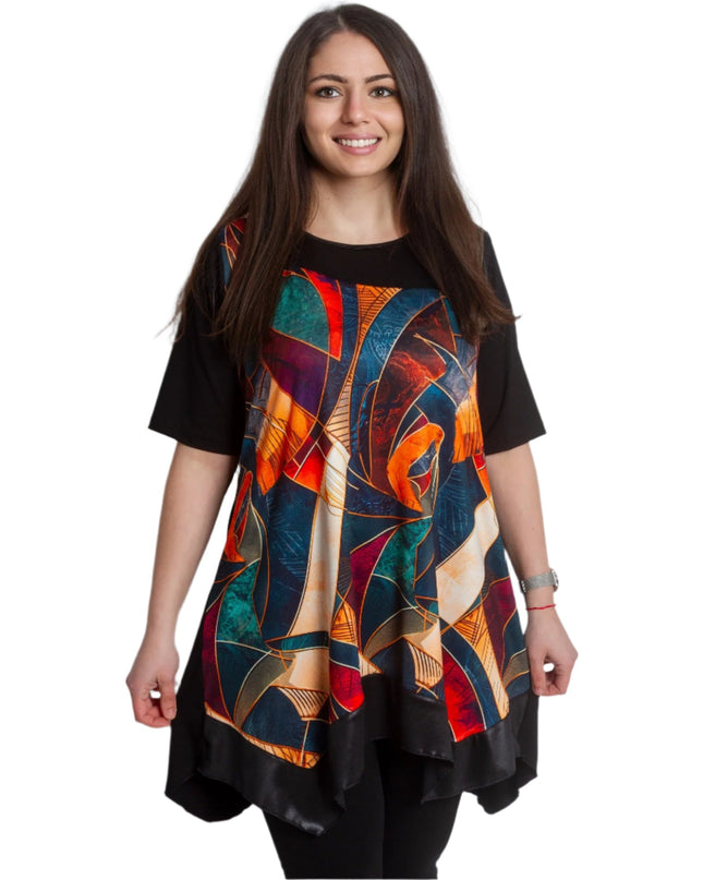 Елегантна туника с абстрактен принт и свободна кройка - Maxi Market