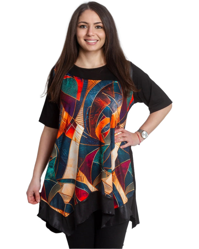 Елегантна туника с абстрактен принт и свободна кройка - Maxi Market