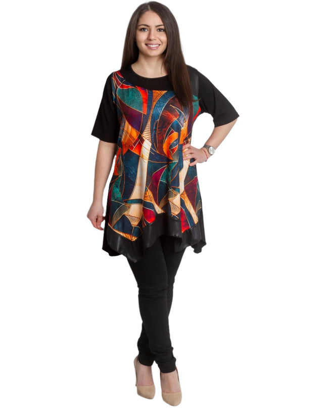 Елегантна туника с абстрактен принт и свободна кройка - Maxi Market