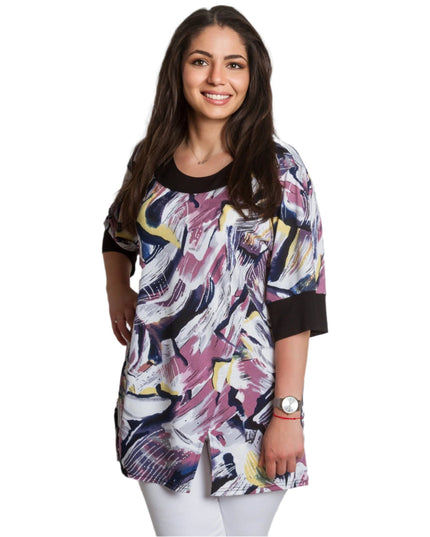 Елегантна туника с права кройка и абстрактен принт - Maxi Market