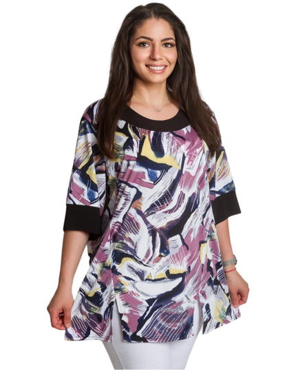 Елегантна туника с права кройка и абстрактен принт - Maxi Market