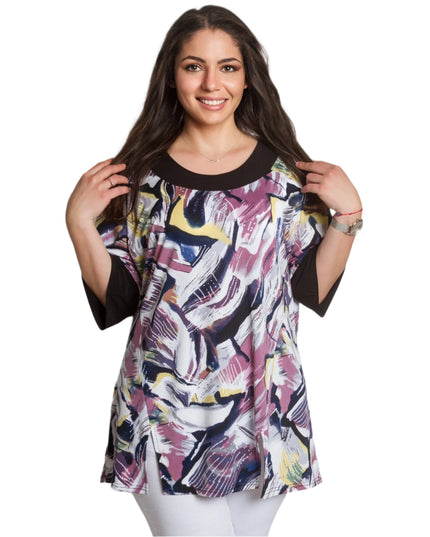 Елегантна туника с права кройка и абстрактен принт - Maxi Market