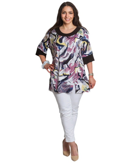Елегантна туника с права кройка и абстрактен принт - Maxi Market