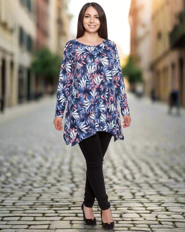 Елегантна туника в макси размери - Флорален десен - Maxi Market