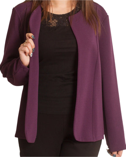 Елегантно дамско сако без закопчаване в лилав цвят - Maxi Market