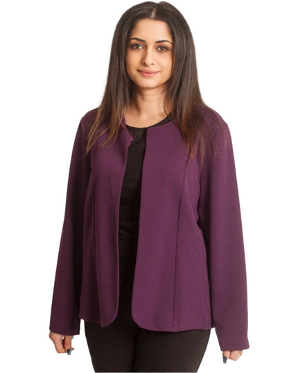 Елегантно дамско сако без закопчаване в лилав цвят - Maxi Market