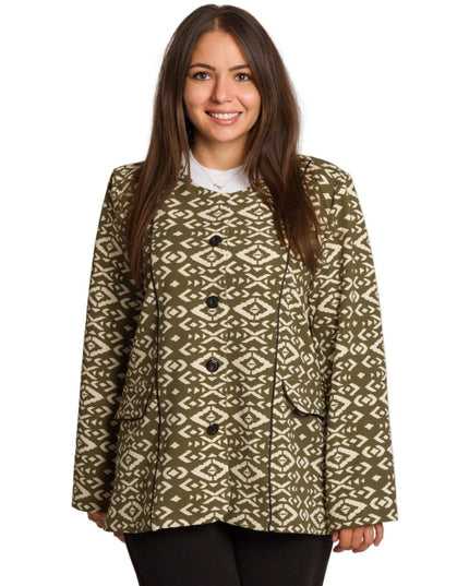 Елегантно сако с геометричен десен в зелен цвят - Maxi Market