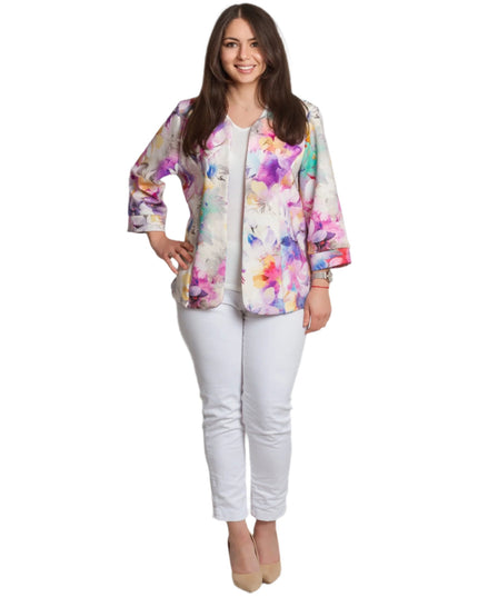 Елегантно сако с нежен флорален десен в големи размери - Maxi Market