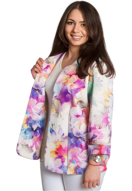 Елегантно сако с нежен флорален десен в големи размери - Maxi Market