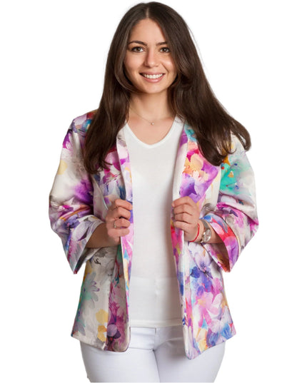 Елегантно сако с нежен флорален десен в големи размери - Maxi Market