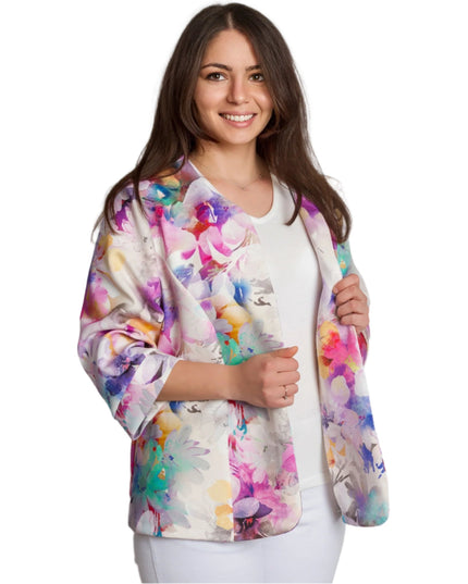 Елегантно сако с нежен флорален десен в големи размери - Maxi Market