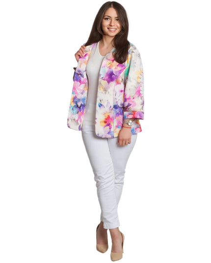 Елегантно сако с нежен флорален десен в големи размери - Maxi Market