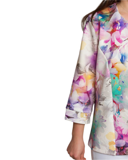 Елегантно сако с нежен флорален десен в големи размери - Maxi Market