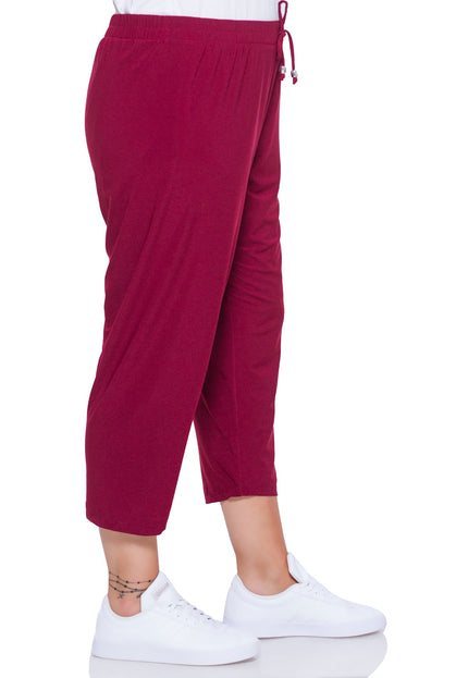 Ежедневни панталони в макси размери - червени - еластични - за пролет - лято - висококачествена вискоза и еластан - Maxi Market