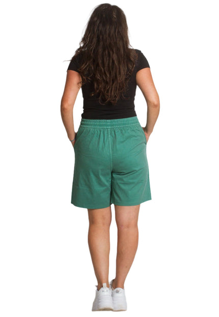 Къси шорти с връзки и джобове в зелен цвят и свободна кройка - Maxi Market