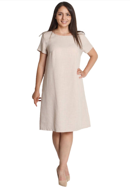 Rochie de vară din in cu buzunare și model geometric