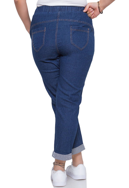 Летни дънки - макси размери - еластична талия - памук и еластан - Maxi Market