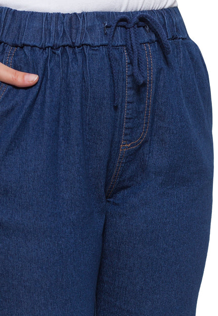 Летни дънки - макси размери - еластична талия - памук и еластан - Maxi Market