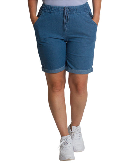 Летни къси дънки с висока талия и джобове в големи размери - Maxi Market