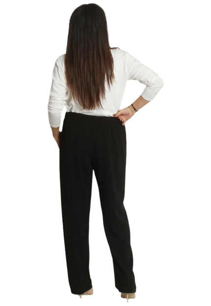 Макси дамски панталон в черен цвят с ластик на талията - Eсенно - зимен комфорт и стил - Maxi Market