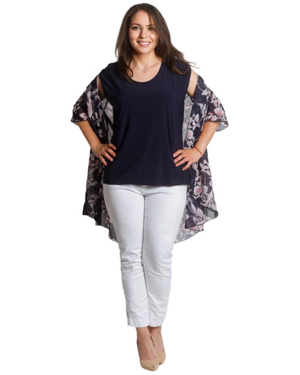 Макси комплект от потник и ефирно шифонено горнище на цветя - Maxi Market