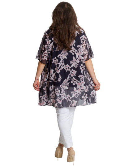 Макси комплект от потник и ефирно шифонено горнище на цветя - Maxi Market