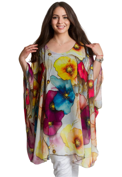 Макси шифонена туника с цветен десен и свободен силует - Maxi Market