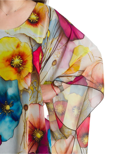 Макси шифонена туника с цветен десен и свободен силует - Maxi Market