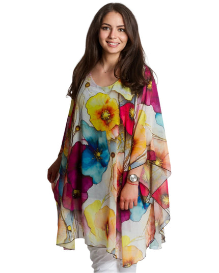 Макси шифонена туника с цветен десен и свободен силует - Maxi Market