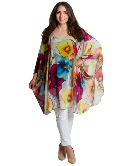 Макси шифонена туника с цветен десен и свободен силует - Maxi Market