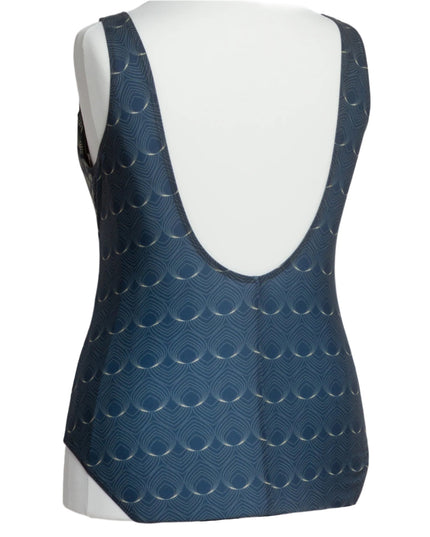 Макси цял дамски бански с V - образно деколте и щампа - Maxi Market