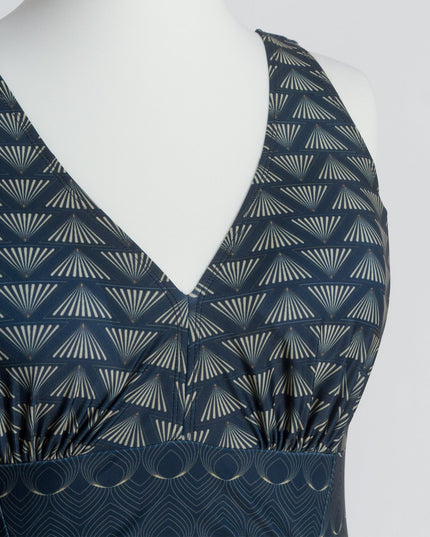 Макси цял дамски бански с V - образно деколте и щампа - Maxi Market