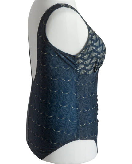 Макси цял дамски бански с V - образно деколте и щампа - Maxi Market