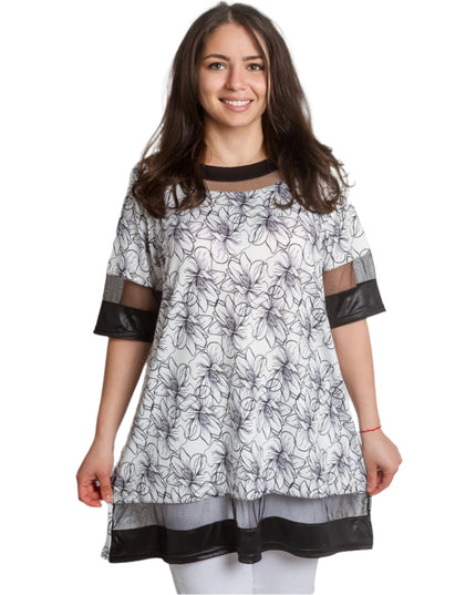 Макси туника с флорален десен и мрежести акценти - Maxi Market