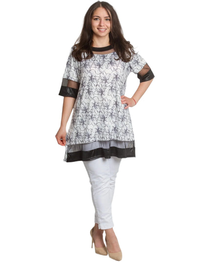 Макси туника с флорален десен и мрежести акценти - Maxi Market