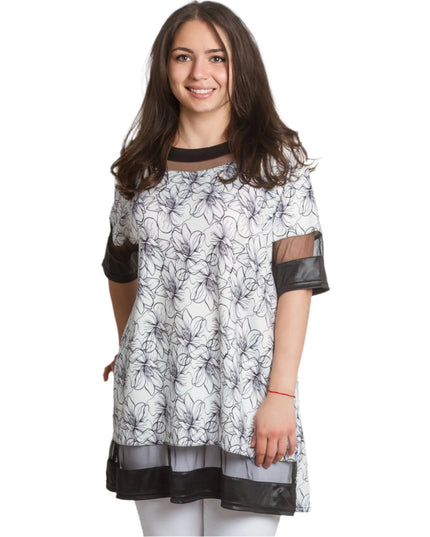 Макси туника с флорален десен и мрежести акценти - Maxi Market