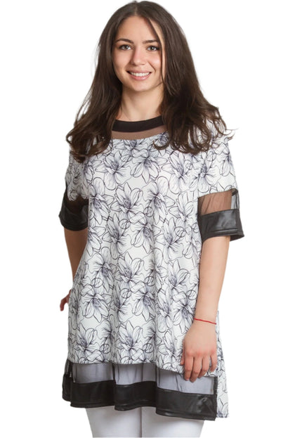 Макси туника с флорален десен и мрежести акценти - Maxi Market