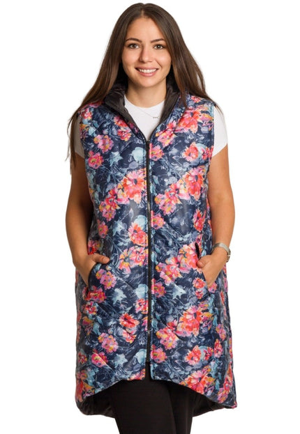 Многоцветен елек с флорален принт в макси размери - Maxi Market