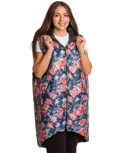 Многоцветен елек с флорален принт в макси размери - Maxi Market