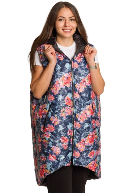 Многоцветен елек с флорален принт в макси размери - Maxi Market