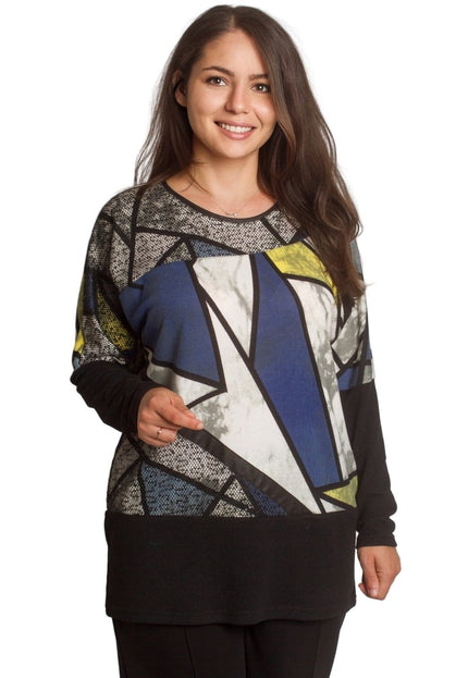 Многоцветна макси туника с геометричен принт и права кройка - Maxi Market