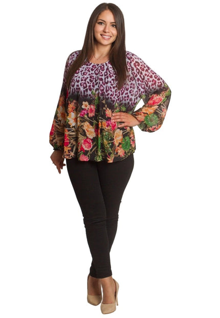 Многоцветна макси туника с леопардов и флорален принт - Maxi Market