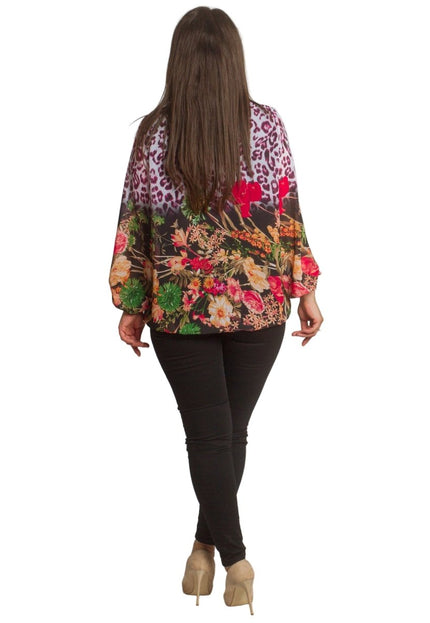Многоцветна макси туника с леопардов и флорален принт - Maxi Market