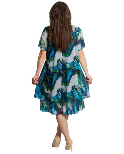 Многоцветна официална рокля с ефирен шифон и свободна кройка - Maxi Market