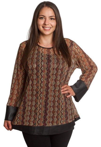 Многоцветна туника с правa кройка и кръгло деколте - Maxi Market