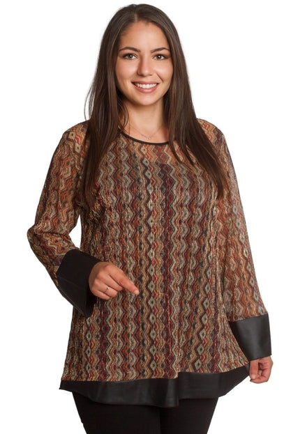 Многоцветна туника с правa кройка и кръгло деколте - Maxi Market