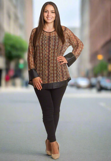 Многоцветна туника с правa кройка и кръгло деколте - Maxi Market