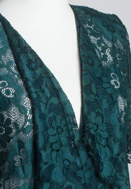 Официален макси дантелен блейзър в масленозелен цвят - Maxi Market